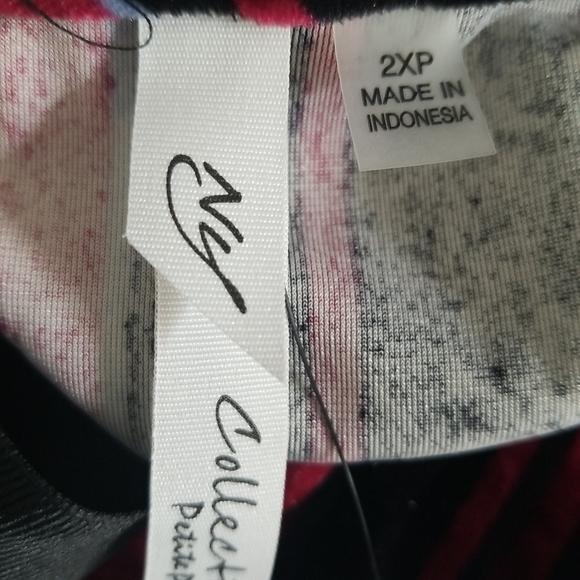 NY Collection Striped Velvet Wrap Dress Asymmetric Hem Belted Plus Petite Sz 2XP - Picture 7 of 7